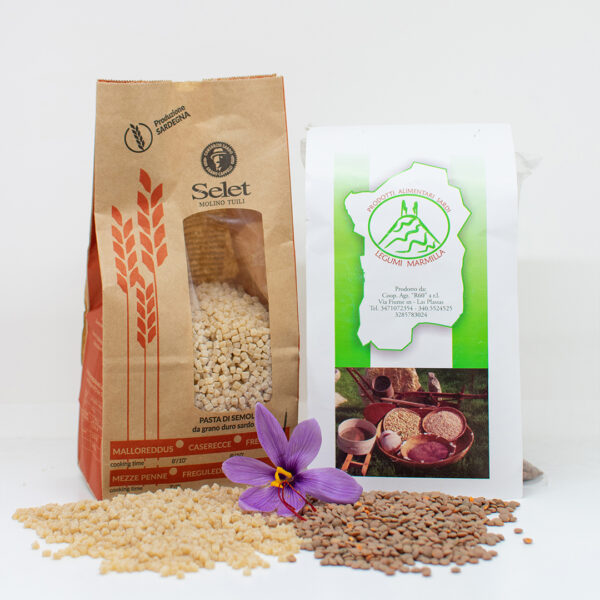 Box Fregola und sardische rote Linsen